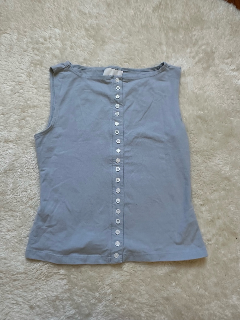 Reformation Light Blue Button Tank Top